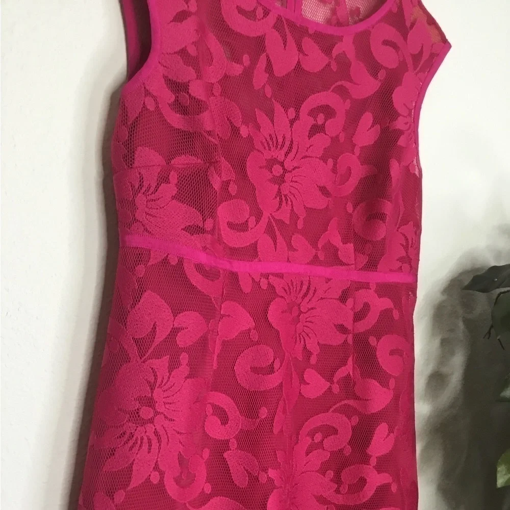 Laundry Pink Mesh Floral Pattern Sheath Dress